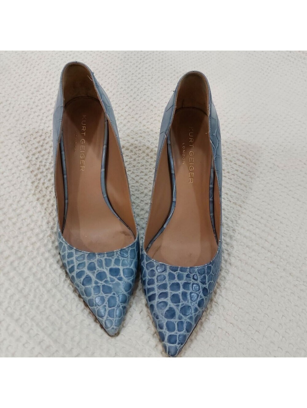 Kurt Geiger London Heels Womens Size 8.5US 39.5EU Blue Leather Pointed Toe Pump